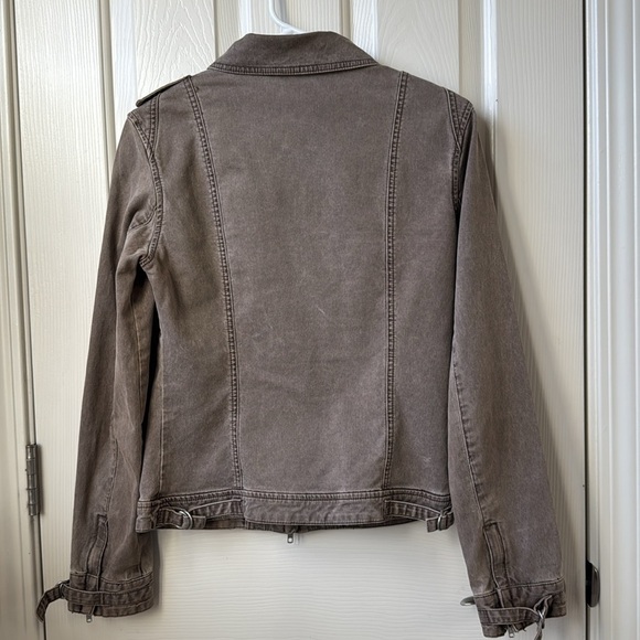 Fox Classic Racing Jean Jacket crop Frosty Taupe Medium two way zip - Picture 8 of 16